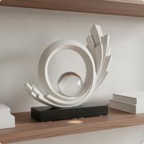 Abstraktaus metalo skulptūra prabangi puošmena elegantiškas lankas ir sfera menas B White Art Ornament B gray