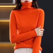 Moterų kašmyro megztinis Qinghe Cashmere 30% kašmyro 70% vilnos Rudens ir žiemos kašmyro megztinis minkštas ir šiltas XXL oranžinė
