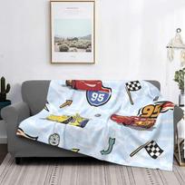 Automobiliai Žaibas Makvynas Flanelinis pledas Lengvas lovatiesė Sofos dekoras Namų tekstilė Greitkelio tema Size: 75*100cm, Weight: 230 GSM white