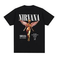 Karščiausi Nirvana Roko Grupės Vintažiniai Marškinėliai Y2k Laisvi Kasdieniai Angelas Gėlių Grunge Muzika Medvilniniai Unisex Marškinėliai Nauji Marškinėliai Unisex Viršutiniai Drabužiai L brown