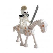 Skeletų lėlių armija, skeletų karo žirgas, skeletų korpusas su ginklais kvadratiniai statybiniai kaladėlės, gimtadienio dovanos, Kalėdų dovanos. gray