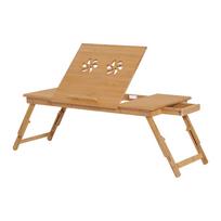 Portable Bamboo Laptop Desk Notebook Tray PC Bed Table with Drawer Adjustable & Foldable (72L x 35W x 22-30H (cm)) 72 x 35 x 22 cm