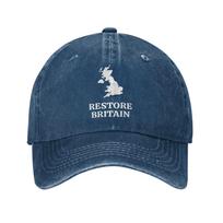 Restore Britain Political Party Rupert Lowe Unstructured Baseball Cap Soft Distressed Denim Washed UK Sun Cap Adjustable Hats Adjustable gray