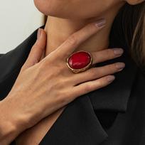 Vintage Ruby Stud Earrings Luxury large Geometric Oval earrings Red Resin Women's Earrings Party Wedding Jewelry brown