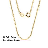 18K Auksas 925 Sterlingas Sidabras Madingas Kabelio Grandinėlės Vėrinys Moterims Plonas Kaklo Grandinėlės Aksesuarai Papuošalai 55cm beige