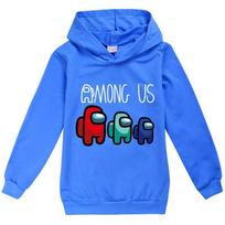 JAV žaidimas Among Kids Hoodies Berniukų Mergaičių Impostor su gobtuvu džemperiai Viršutiniai drabužiai 140cm/7-8 years mėlyna