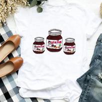 T-shirt Women Nutella Printed Fashion Harajuku Tshirt Girl Casual White Top T Shirt Newest Summer Female TShirt Clothing S gray