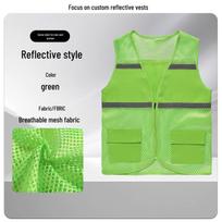 Kvėpuojanti tinklinė atspindinti saugos liemenė vyrams ir moterims - Pritaikomi vasariniai darbo drabužiai statybvietėms Large mesh reflective style [Fruit Green] M size green