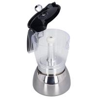 Crystal Glass Lid Moka Pot Coffee Maker Stainless Steel Body 6 Cup Moka Pot  Home Use white