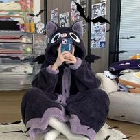 Moterio chalatas Cosplay kostiumas Dinzauras Panda Lapė Gyvūnas Pižama Animacinis su gobtuvu Pižama Helovinas Kalėdos Naktinis marškinys S gray