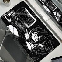 Black White Anime Girl Mouse Pad Large Gaming Non-Slip Mousepad Keyboard Pad Laptop Computer DeskMat Lock Edge Y2K Mouse Carpet 30x60cm gray