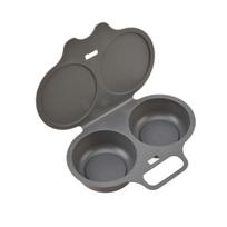 Plastikinis 2 kiaušinių garinimo indelis mikrobangų krosnelei Šilumos virtuvės įrankis One Size gray
