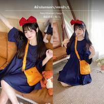 Kiki pristatymo Cosplay kostiumas, Helovino Anime suknelė, Moteriškas tamsiai mėlynas komplektas+Rankinė S Navy Blue Set+Bag L brown