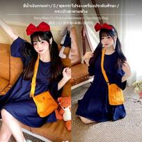 Kiki pristatymo Cosplay kostiumas, Helovino Anime suknelė, Moteriškas tamsiai mėlynas komplektas+Rankinė S Navy Blue Set+Bag S brown