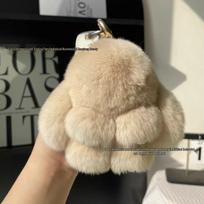 Žavingas tikro kailio triušio raktų pakabukas pliušinis žaislas krepšio pakabukas mergaitėms 10 cm Rabbit Pendant gray