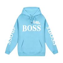 Trendy Kids' Letter Print Hoodie - 'Little Boss' Spring/Autumn Casual Sweatshirt for Boys & Girls 130 cm šviesiai mėlyna spalva