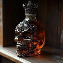 Viskio butelio kaukolės dekoras Alkoholio dozatorius Skeleto viskio vyno butelio skulptūra Bourbonui, degtinei, brendžiui, vestuvių vakarėliui black