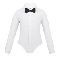 Vaikų berniukų vientisas lotyniškas peteliškės šokių marškinėliai Top Trikotas Bodysuit pobūvių šokių kostiumas 5-6 Years balta