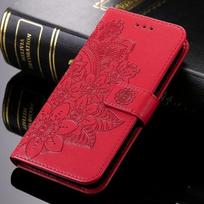 Piniginės Odinis dėklas Skirtas Samsung Galaxy S22 Ultra S21 Plus S20 Fe 5g S10 Dėklai Madingas Gėlės Lapo Atverčiamas telefono galinis dangtelis Funda Samsung S21 Plus raudona