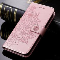 Piniginės Odinis dėklas Skirtas Samsung Galaxy S22 Ultra S21 Plus S20 Fe 5g S10 Dėklai Madingas Gėlės Lapo Atverčiamas telefono galinis dangtelis Funda Samsung S22 Plus rožinė