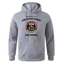 Amerikos Samoa universiteto Teisės fakulteto unisex gobtuvas, apvalia iškirpte, laisvas, oversized, sportinė apranga, sportinis gatvės gobtuvas, retro klasikinis sportinis kostiumas 2XL gray