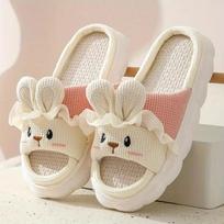 Moteriškos mielos zuikio formos šlepetės, patogios atviros nosies viskoelastinės medžiagos bateliai, kawaii šlepetės patalpoms 36/37
