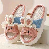 Moteriškos mielos zuikio formos šlepetės, patogios atviros nosies viskoelastinės medžiagos bateliai, kawaii šlepetės patalpoms 40/41 rožinė