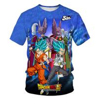 3-14 m. Vaikų Goku Vegeta marškinėliai Berniukų Dragon Ball Z marškinėliai Laisvi marškinėliai Anime marškinėliai Animaciniai viršutiniai drabužiai Vaikų vasariniai berniukų marškinėliai trumpomis rankovėmis 140cm blue