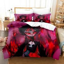 3D Spausdintas Anime Stolas Helluva Hazbin Hotels Bosas Lovos Patalynės Komplektas Berniukams Mergaitėms Dvigulė Karalienės Dydžio Antklodės Užvalkalas Pagalvės Užvalkalas Lovos Berniukams Suaugusiems 70x133cm 2pcs
