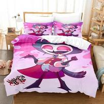3D Spausdintas Anime Stolas Helluva Hazbin Hotels Bosas Lovos Patalynės Komplektas Berniukams Mergaitėms Dvigulė Karalienės Dydžio Antklodės Užvalkalas Pagalvės Užvalkalas Lovos Berniukams Suaugusiems 70x133cm 2pcs pink