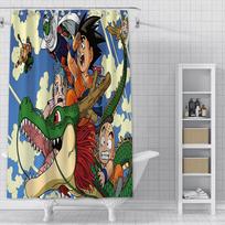 Anime B-balls Dušo užuolaida Vandeniui atsparus poliesterio audinys Dažytos vonios užuolaidos B-balls Vonios dekoras D-dragons Užuolaida su kabliuku YL90x180cm black