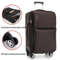 Madingas didelis Oksfordo audinio vežimėlis lagaminas su kombinuota spyna - Unisex drobė ir oda, korėjietiško stiliaus 20 inch black