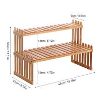 Stalviršio bambukinė augalų lentyna Bambukinis gėlių vazono stovas Balkoninis gėlių stovas Spintelės organizatorius Daugiafunkcis pasidaryk pats stalas 47cm & 2 Layers beige
