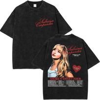 Vintažiniai plauti Sabrina Carpenter albumo Short N Sweet marškinėliai vyrams moterims vasariniai kasdieniai didelio dydžio marškinėliai Y2k Harajuku drabužiai S brown