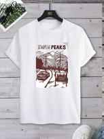Laisvalaikio Klasikinis Filmas TWIN PEAKS Spausdinti Medvilniniai Marškinėliai Viršus Unisex Trumpomis Rankovėmis Trumpomis Rankovėmis Apvalia Kaklo Išoriniai Drabužiai S-6XL XL white