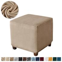 Ottoman užvalkalas Tampri Miegamojo Pakoja Užvalkalas Svetainės Kėdutės Užvalkalai Plaunamas Baldų Apsaugas 3 Dydžio Aksominis Kvadratinis S stool Cover 1pc beige