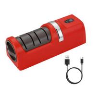Electric Knife Sharpener Automatic Double Sided Knife Sharpener with Diamond Abrasives for Quick Sharpening raudona