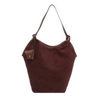 New Lazy Wind Suede Underarm Big Bag Women's Fashion Commuter Large Capacity Shoulder Tote Bag brown