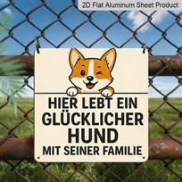 2D Flat, 1pc Vintage German Cocker Spaniel-like Dog Metal Sign - Retro Aluminum Wall Plaque with German Text  Your Dog Must Be Well-Behaved Here  for 20*20cm gray