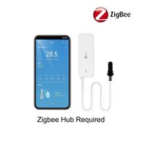 Tuya WiFi Zigbee Temperatūros ir drėgmės matuoklis su išoriniu zondo jutikliu, pasirinktinai skaitmeniniu LCD ekranu, termometras akvariumui Zigbee No Screen gray