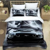 3D M-Mustang automobilio logotipas Patalynės komplektai išskirtinis lovos reikmenų rinkinys užvalkalas antklodei lovos pledų komplektas patalynės komplektas prabangi gimtadienio dovana 135x200cm white
