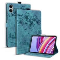 Planšetinio kompiuterio dėklas Xiaomi Redmi Pad 2 Pro 12.1'' Dėklas su reljefiniais gėlėmis PU odos piniginė su atverčiamu stoveliu Redmi Pad 2 Pro 2025 For Redmi Pad 2 Pro žalia