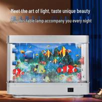 LED naktinis šviestuvas su vaizdu į vandenyną: Kūrybinga akvariumo puošmena svetainei EU Standard Fish Light blue