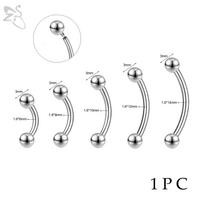 14G Stainless Steel Opal Curved Barbell Eyebrow Ring Cartilage Earring Crystal Labret Piercing Jewelry 6/8/10/12/14mm 1.6x14mm