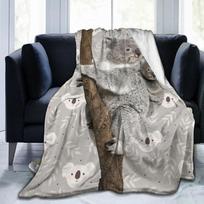 Koalos pledas lovai, sofai, kušetei Australijos gyvūnas Flanelinis pledas, itin minkštas pūkuotas namų dekoras paaugliams, suaugusiems Geriausia dovana Size: 75*100cm, Weight: 280 GSM gray