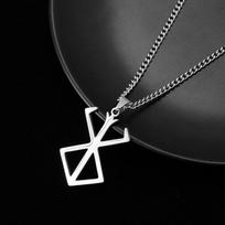 Berserk Berserk Warrior Necklace Men's Viking Brand Warrior Myth Key Ring Pendant 60CM gray