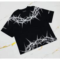 Cyberpunk Gotikinis T-shirt Kraštutinio Stiliaus Dygliuotos Tekstūros Spaudinys Grynos Medvilnės Gatvės Stiliaus Grafinis Marškinėlis Urbanistinio Stiliaus Patogus 6XL gray