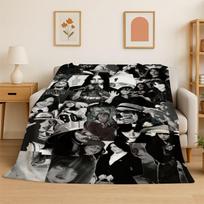 Famous Singer Billie Eilish Star Soft Flannel Throw Blanket,Warm Cozy Blanket for Bed,Couch,Sofa,Bedroom,Living Room,Travel Size: 100*150cm, Weight: 230 GSM black