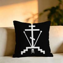 Jeruzalės kryžiaus kvadratinė dvipusė spausdinta pagalvės užvalkalas Miegamojo naktinė pagalvė Sofos pagalvės užvalkalas 30cmx30cm(12x12Inch) gray