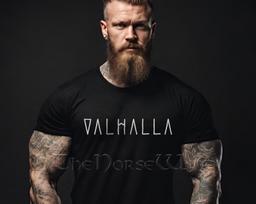 VALHALLA Vikingų marškinėliai, Vyriški skandinaviški marškinėliai, Norse mitologijos kariai Marškinėliai, Unisex skandinaviški marškinėliai, Vikingų dovana, Visų dydžių S - 5XL 130 brown